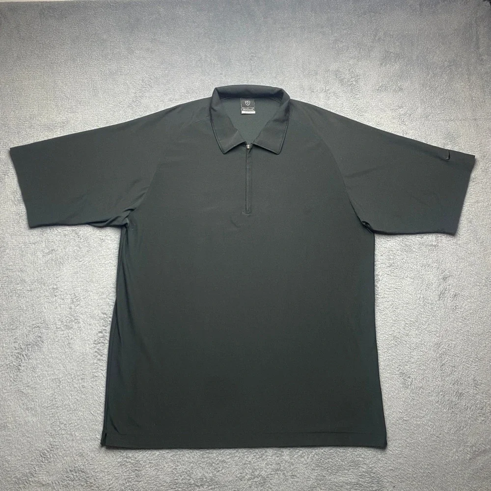 Nike Golf Dri-FIT UV Mens Large Black Quarter Zip Short Sleeve Polo Shirt